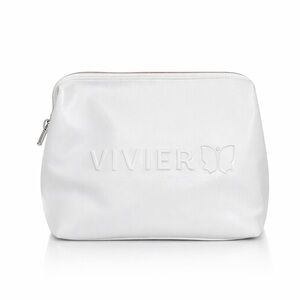 Vivier White Embossed Cosmetic Travel Pouch